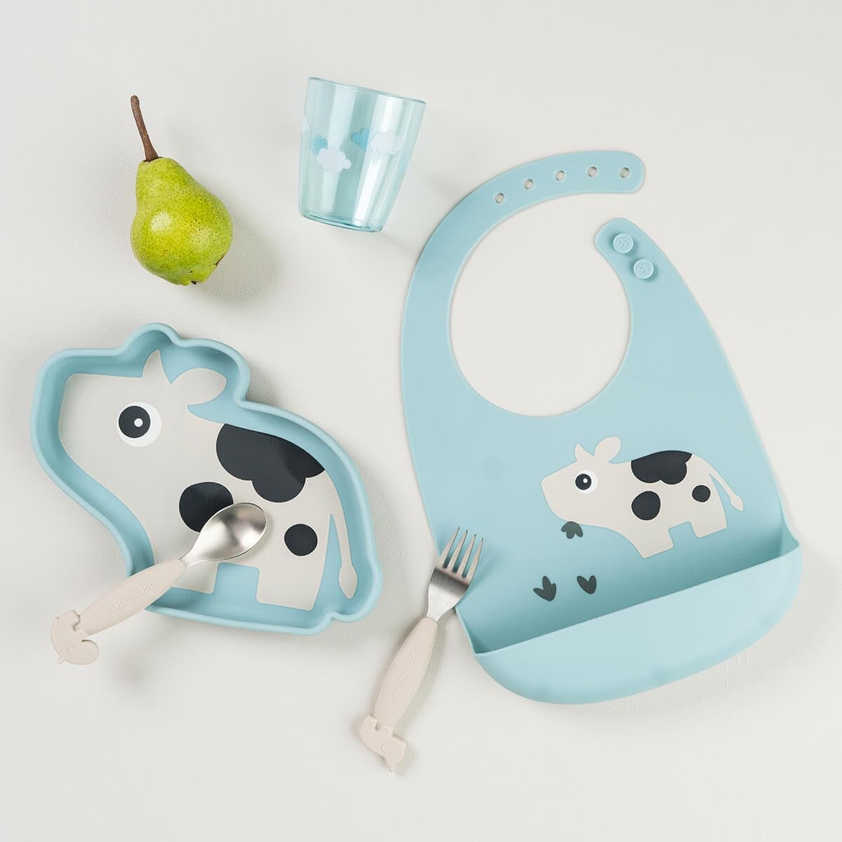 Done by Deer Yummi mini Glas 3-er Pack Happy clouds Green (120 ml) - Baby Trinkbecher - Plastikbecher aus 100% Acryl in Lebensmittelqualität und Spülmaschinenfest - Durchsichtig Kinderbecher