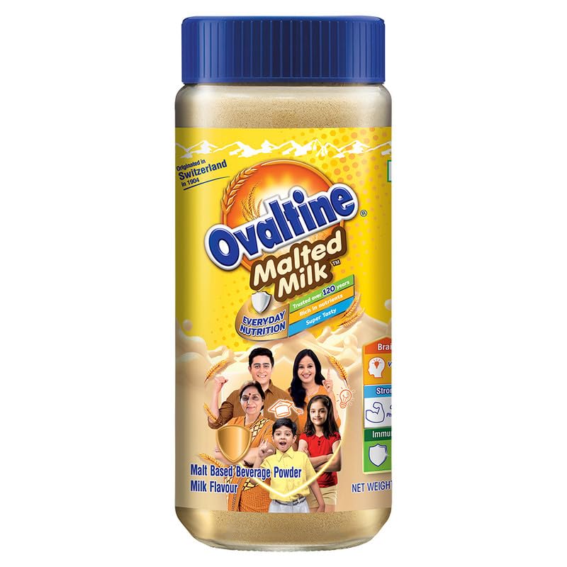 Image of OVALTINE Malted Health Drink Milk Powder, Health Drink for Kids & Adults, Nutrition Drink with Vitamins Minerals, Rich Malty Flavour Milk Mix in Glass Jar for Daily Energy & Wellness, 400g (Pack of 2)