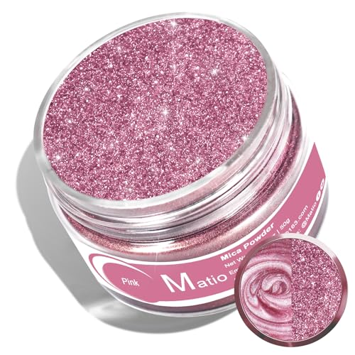 Matio Pink Mica Powder for Epoxy Resin, 1.8oz/ 50g Pearlescent Effect Mica Powder Natural Color Pigment for Soap Making, Bath Bomb, Candle Dye, Resin Craft, Paint, Nails Art, Jewelry, Slime Pigment