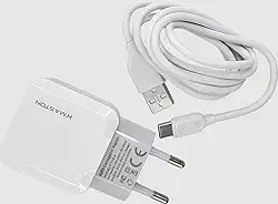 H maston Carregador USB Duplo, 2 Portas USB Turbo, Adaptador de Parede Branco, Carregador turbo, rápido, de celular