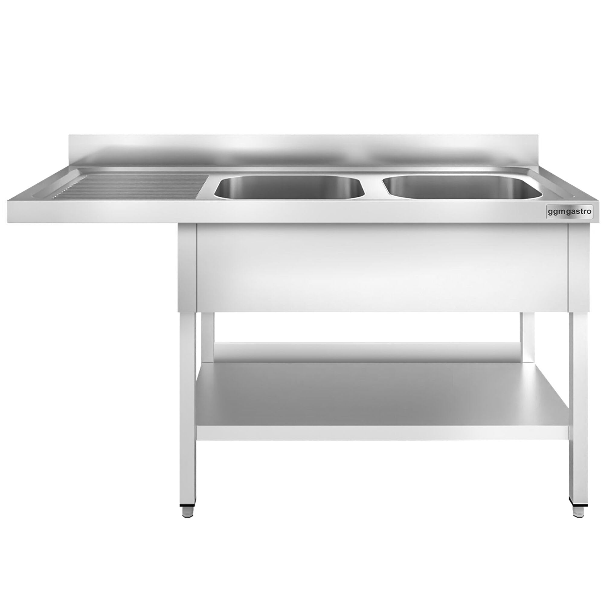 GGM Gastro | STK167SBR2 | Spülmaschinen-Spültisch - 1600x700mm - mit 2 Becken rechts