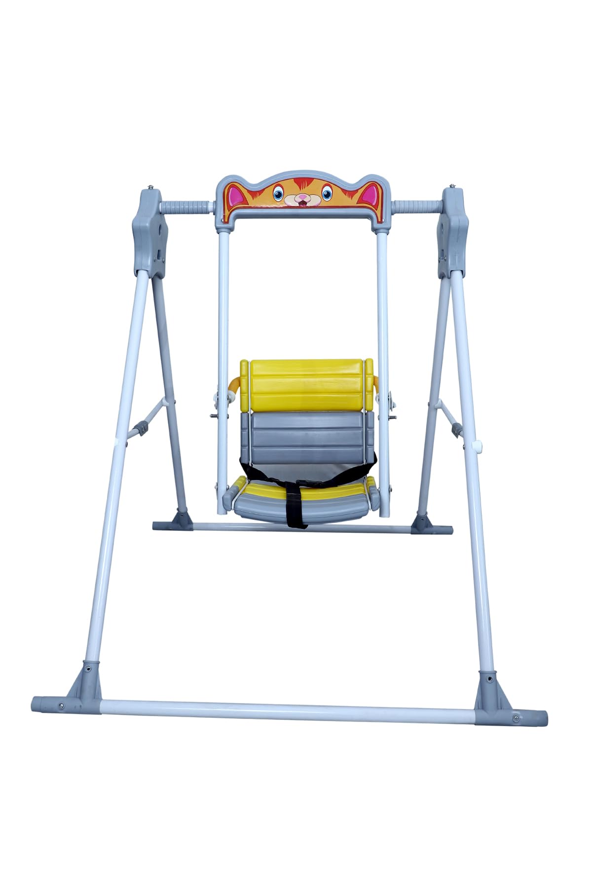 BABYBLESSING Garden Swing | Single Seater | Swing for School,Terrace, Garden | Adjustable Ropes and Ground Pegs | with Safety Locks | Durable | Alloy Steel | (Yellow), 103.5 cm, 40 cm