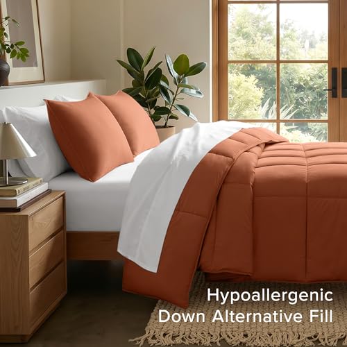Image of Bare Home Comforter Set - Queen Size - Ultra-Soft - Goose Down Alternative - Premium 1800 Series - All Season Warmth (Queen, Terracotta)