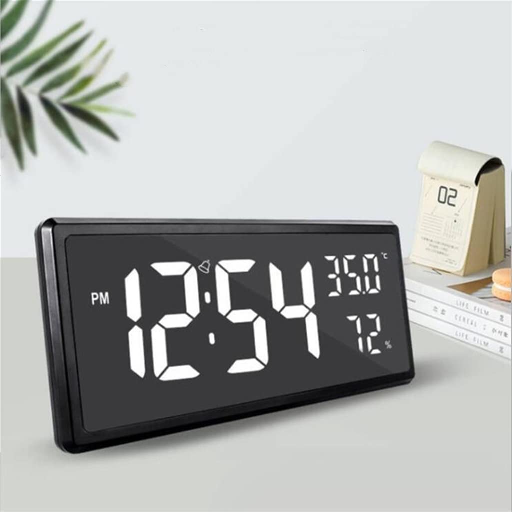 HRWLY Digital Alarm Clock Humidity Temperature Brightness Darkens At Night Power-off Memory Table Clocks LED(Argento)