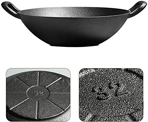 Wok de hierro fundido 32 cm con tapa de madera miniatura 3