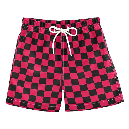Checkerboard Plaid Toddler Boys' Swim Trunks Mesh Lining Swim Shorts for Boys Kids