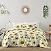 Sweet Jojo Designs Yellow, Green and White Sunflower Boho Floral Girl Full/Queen Size Kid Childrens Bedding Comforter Set - 3 Pieces - Farmhouse Watercolor Flower