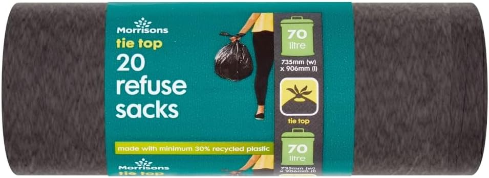Morrisons 70l Tie Top Refuse Sack 20pk