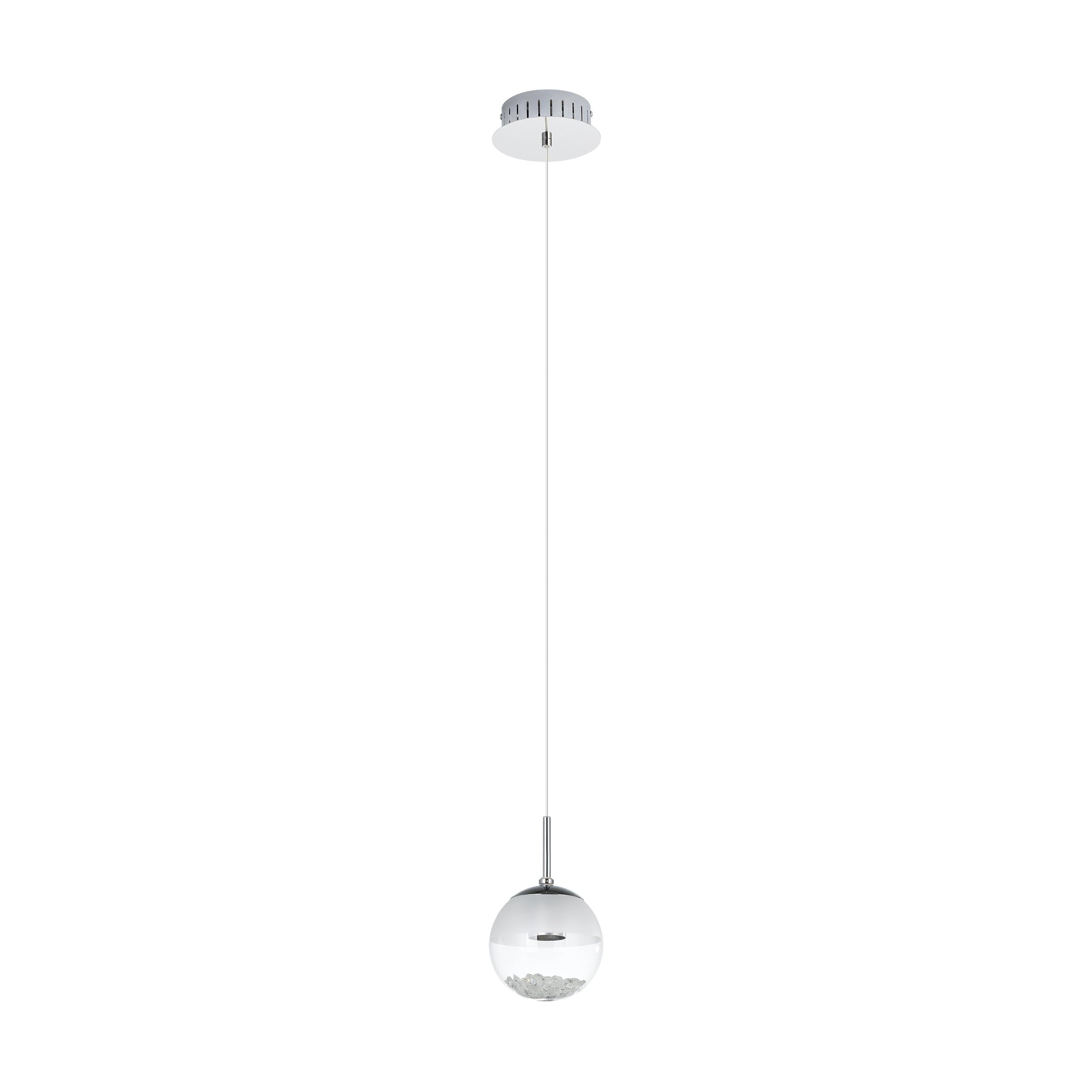 Eglo LED lámpara colgante Montefio 1, lámpara suspendida de una luz | lámpara de techo de metal, vidrio y cristal, lámpara colgante en cromo y blanco, lámpara LED para comedor luz cálida