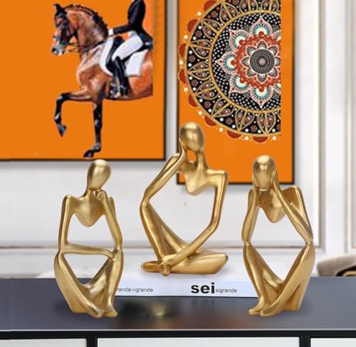Image of VRB Dec 1 Set for Statue Study Office Desk Decor Showpiece Gift Decoration Accessories Items Decorative Showpeice for Home ((3 pcs Golden Abstract Body Showpiece))