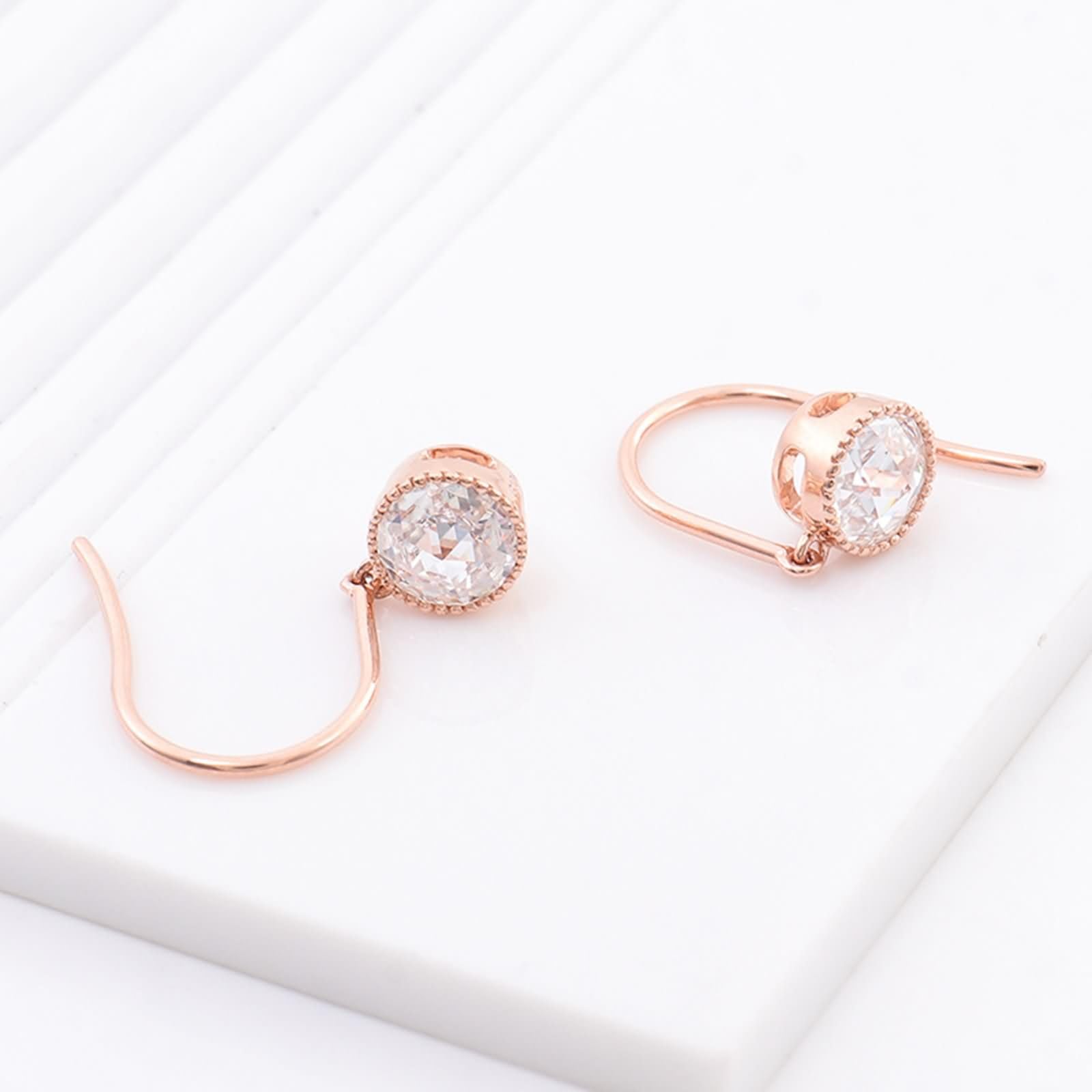 9K / 14K / 18 Karat Weißgold Ohrringe Damen, Rund mit Moissanit, Silber Damen Ohrringe Stecker