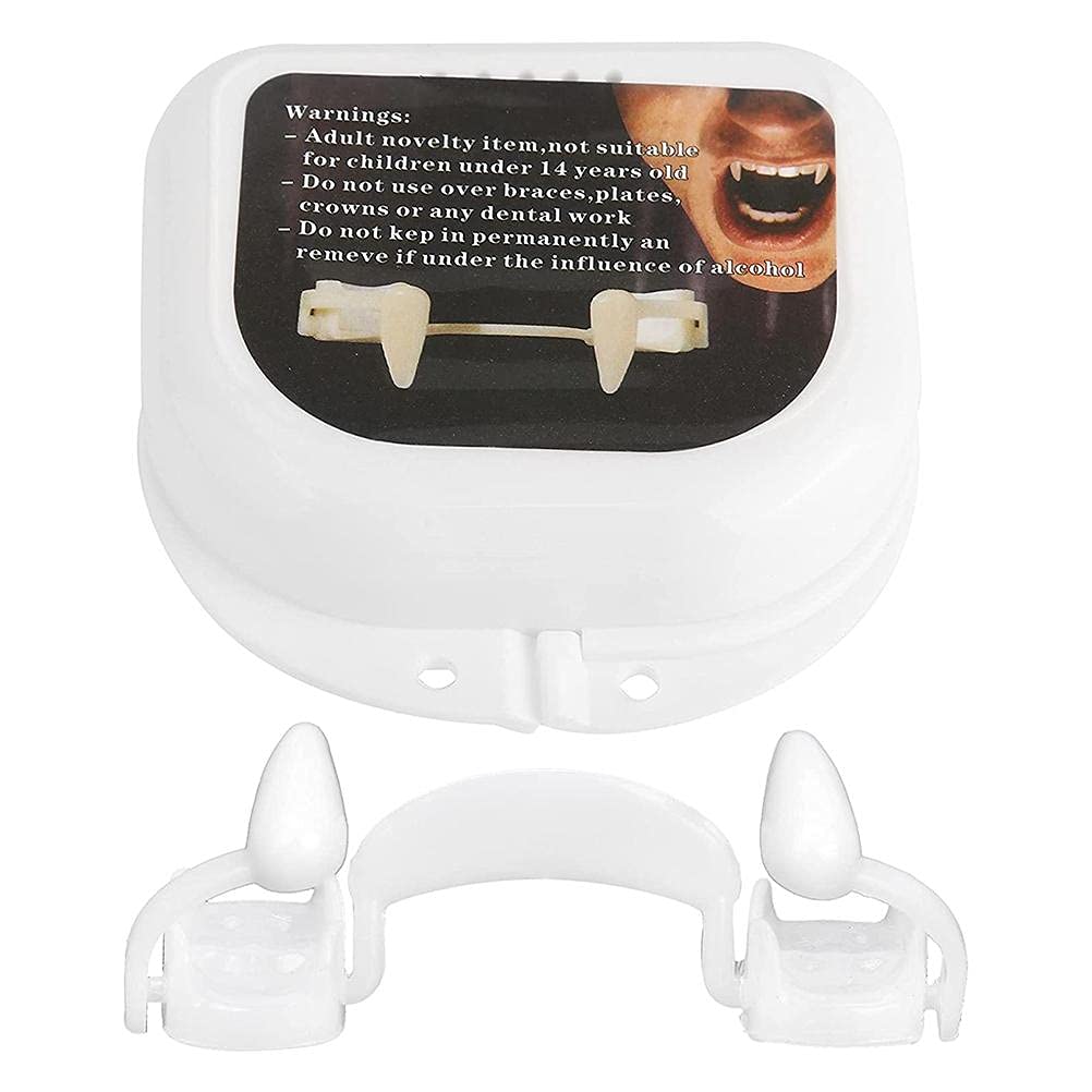TiSkying Retractable Halloween Vampire Fangs, Horrifying Vampire Fangs Teeth Silicone Fake Teeth Fangs Dentures Cosplay Props for Kids Adults Halloween Carnival, Parties, Role‘s Playing, White