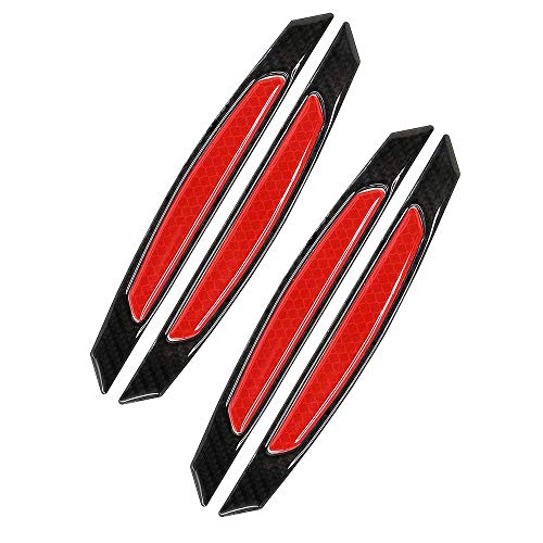 WeFoonLo Lot de 4 autocollants de protection en fibre de carbone pour portière de voiture, SUV, pickup et camion (rouge) Cover