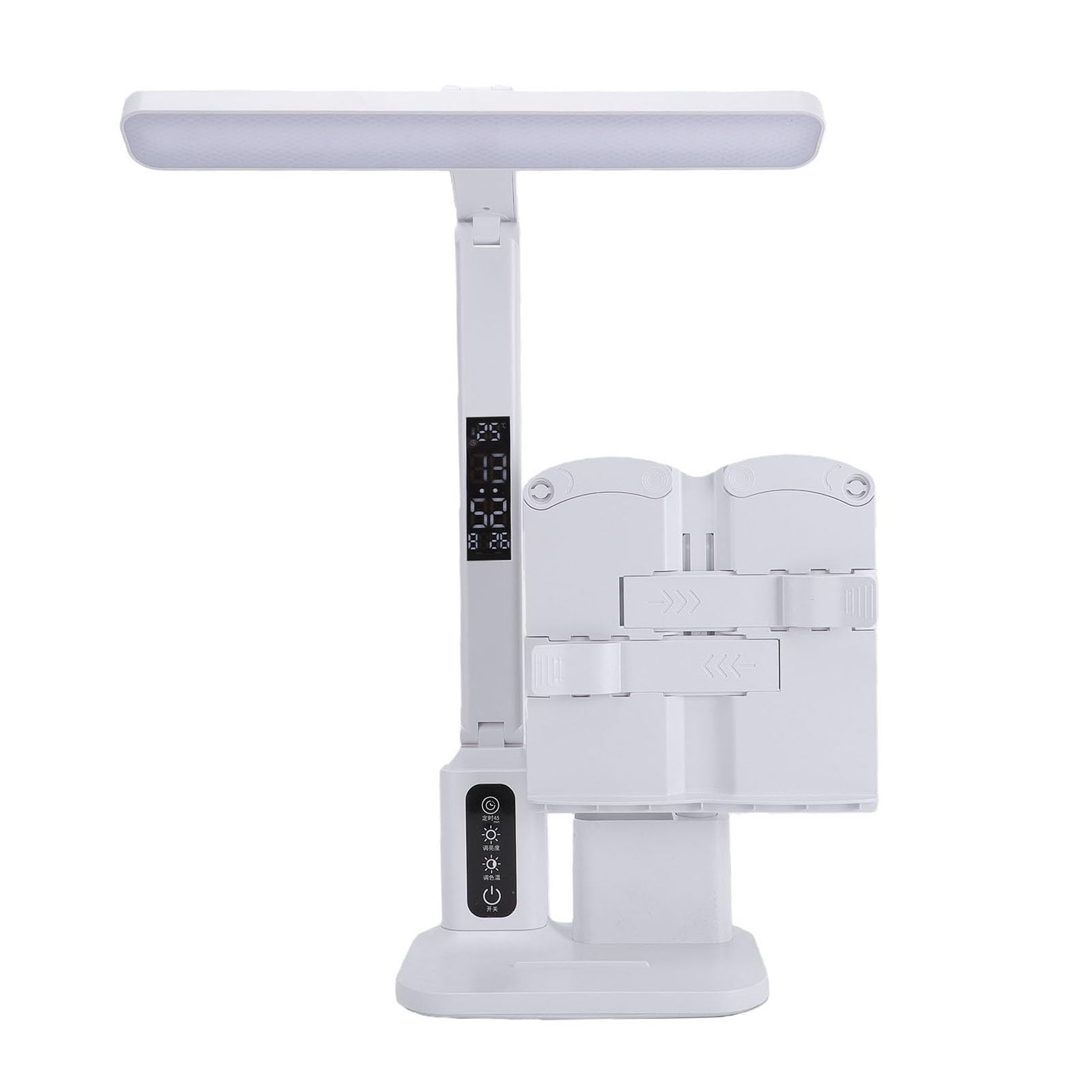 Foldable LED Desk Lamp with Clock, 3 Lighting Modes Touch Co