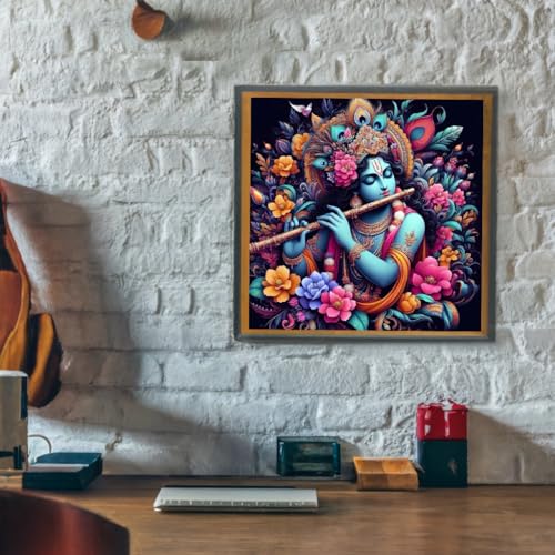 Image of Whattacraft! DIY Acrylic Paint by Number Kit for Adults Kids Beginner Number Painting Kit DIY Canvas Painting by Number Wall Decoration DIY Painting Kit for Adults | Krishna Color By Numbers (WAC-52)
