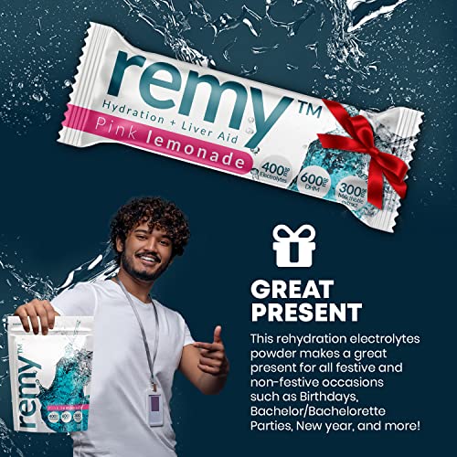 Remy - Hydration + Liver Aid - 15 Electrolyte Powder Packets – Hangover Relief – Dhm, Milk Thistle, White Willow Bark, Vitamin B - For Better Mornings #TOP4
