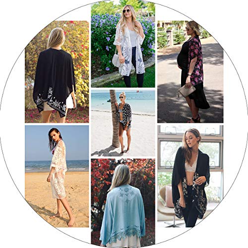 Women White Lace Beach Cover Up – Summer Kimono Coverups Sleeveless/Bikini Swimsuit Swimwear Cardigan - Thumbnail 3