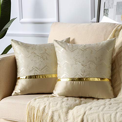 Soleebee Set of 2 Throw Pillow Covers Wavy Gold Wire Polyester Home Decorative Pillowcase Covers Couch Throw Pillow Case for Sofa Bed Car 18x18 Inch (Gold Silk Beige) Soleebee Set of 2 Throw Pillow Covers Wavy Gold Wire Polyester Home Decorative Pillowcase Covers Couch Throw Pillow Case for Sofa Bed Car 18x18 Inch (Gold Silk Beige)