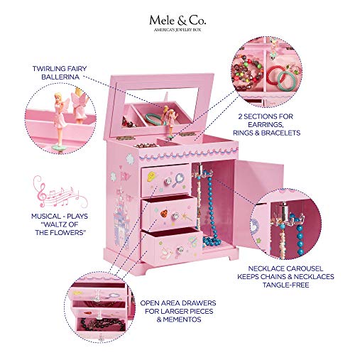 Mele & Co. Krista Ballerina Music Jewelry Box For Girls, Necklace And Earring Organizer #TOP3