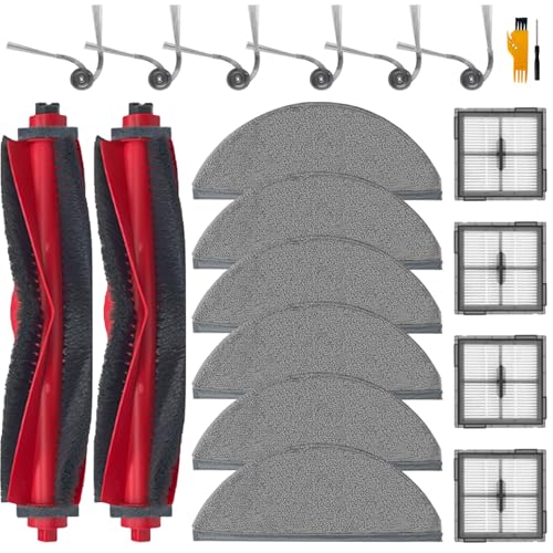 Homruich Akcesoria do odkurzacza do Roborock Q10 X5/Q10 X5+, 2 szczotki gówne, 6 ciereczek do wycierania, 4 filtry, 6 szczotek bocznych, Q10 X5 czci zamienne 20 sztuk, Q10 X5+ zamiennik