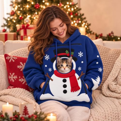 Christmas Pet Carrier Hoodie for Women Winter Snowman Hoodies with Pocket - image 2