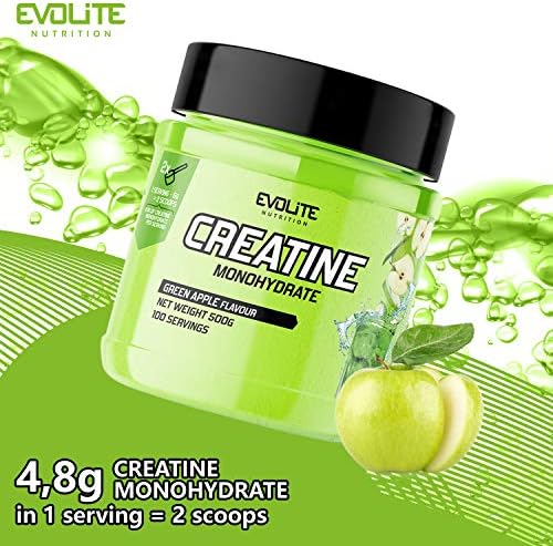 Evolite Nutrition Kreatyna Monohydrat 500g - Monohydrat kreatyny w proszku - Creatine Monohydrate - Bez kalorii - z dodatkiem tauryny
