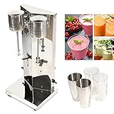 Milzeone Double Head 110V 360W Commercial Milkshake Maker, 2 Speed Smart Sensor Ice Cream Milk Shake Maker Machine with Micro Switch, Stainless...