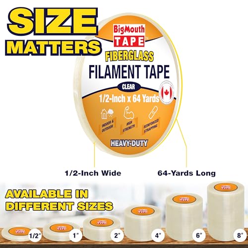 Image of Fiberglass Tape, Available in 6 Sizes, Fiber Reinforced Packing Tape, Used for Heavy Duty Strapping, Fixing, Reinforcing, and Repairing 1 /2-Inch x 64-Yards