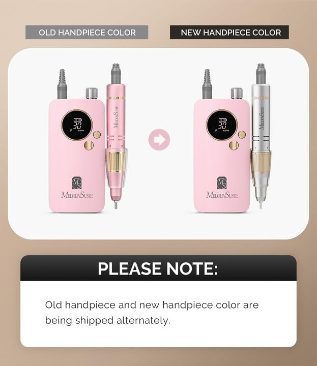Image of MelodySusie Entry-Level Clip-On Rechargeable Nail Drill, SC320F 30000RPM E-File with Pastel & Colorful Design for Manicure Shaping & Gel Removal, Ideal for Training, Nail Art Practice & Home Use.