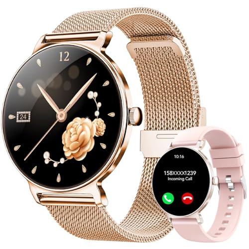 Montre Connectée Femme AMOLED 1,27 pouces HD, Smartwatch Bluetooth 5.4, Montre Intelligente Femme, 120+ Modes Sport, 200+ Cadrans, Suivi Santé 24 h (Sommeil,...