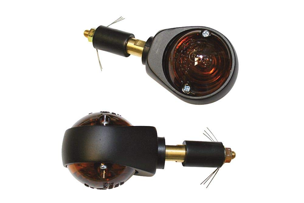 ShinYo Homologation du clignotant pour motocyclette E couple clignotant fin guidon Ochsenauge noir, teinté, Unisexe, Multipurpose, toute l'année | Homologué ECE; halogène 12 V/21 W BAY 9S, cabochon rond teinté 48 mm, cintre 22-25,4 mm, jeu de deux avec ma