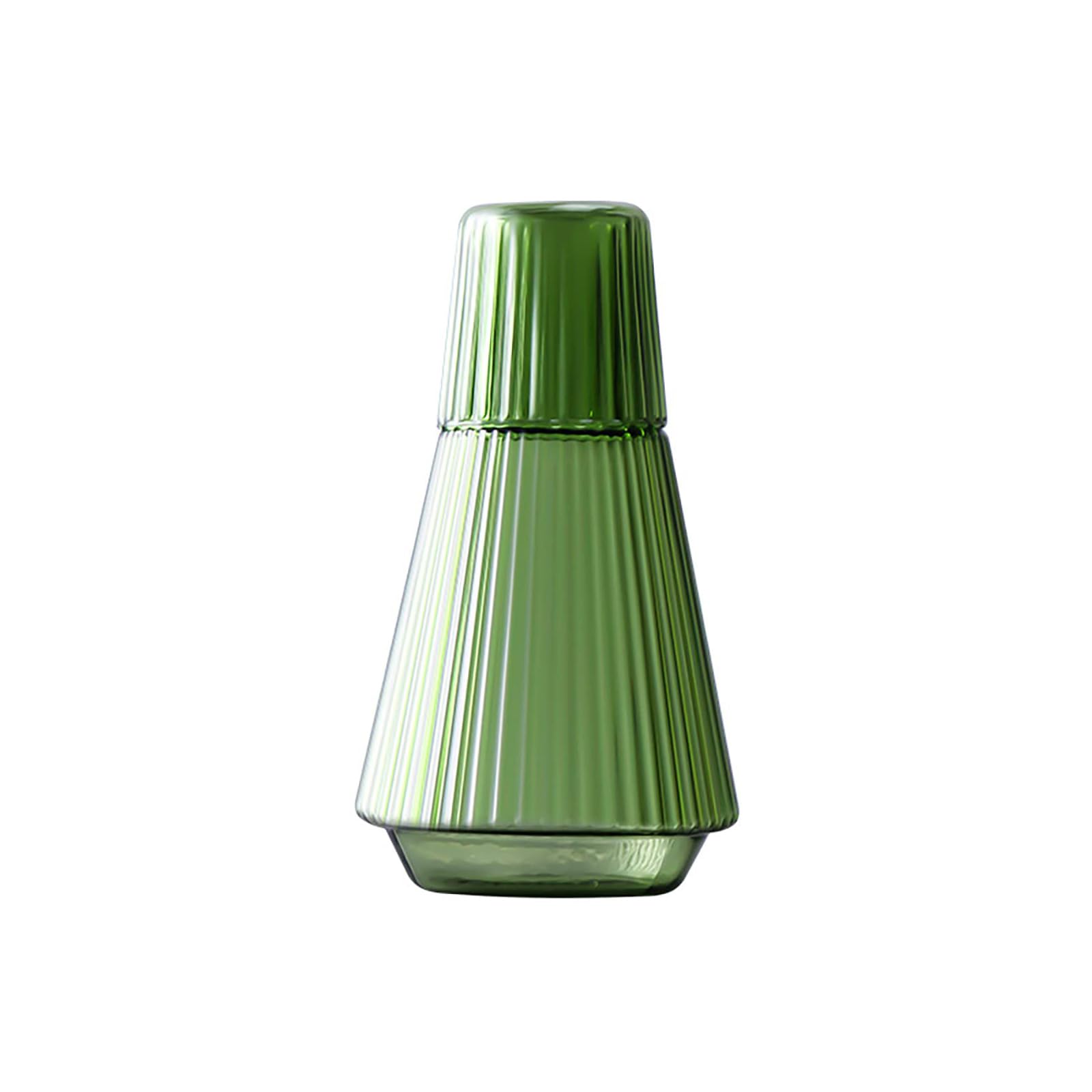 Szklana karafka na wodę i kubek w stylu vintage, klasyczny dzbanek nocny w paski i szklany przezroczysty dzbanek na sok do sypialni, szafka nocna, elegancki zielony design, 970 ml