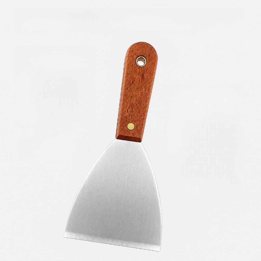 Chabrias Ltd Stainless Steel Griddle & BBQ Scraper – 2 Pack – Wide Blade Flat Top Grill Scraper & Cast Iron Cleaner with Wooden Handles – Heavy-Duty Set for Home & Commercial Kitchens