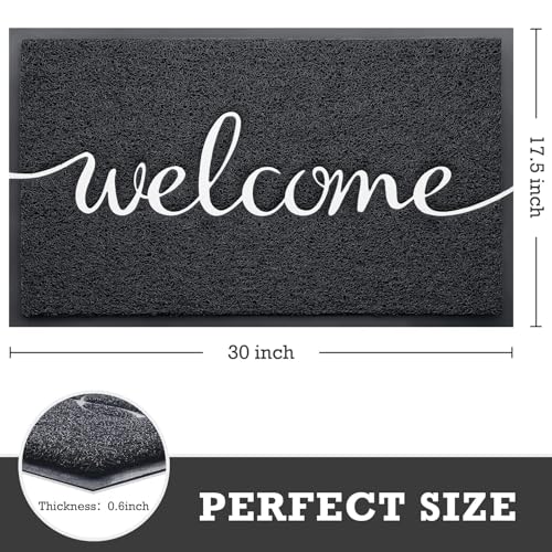 CozyBounty Black Door Mat 30"x 17.5" Welcome Mats for Front Door Indoor Non-Slip Floor Mat for Entryway Durable Grip Mat Low-Profile Outdoor Mat for Patio Garage