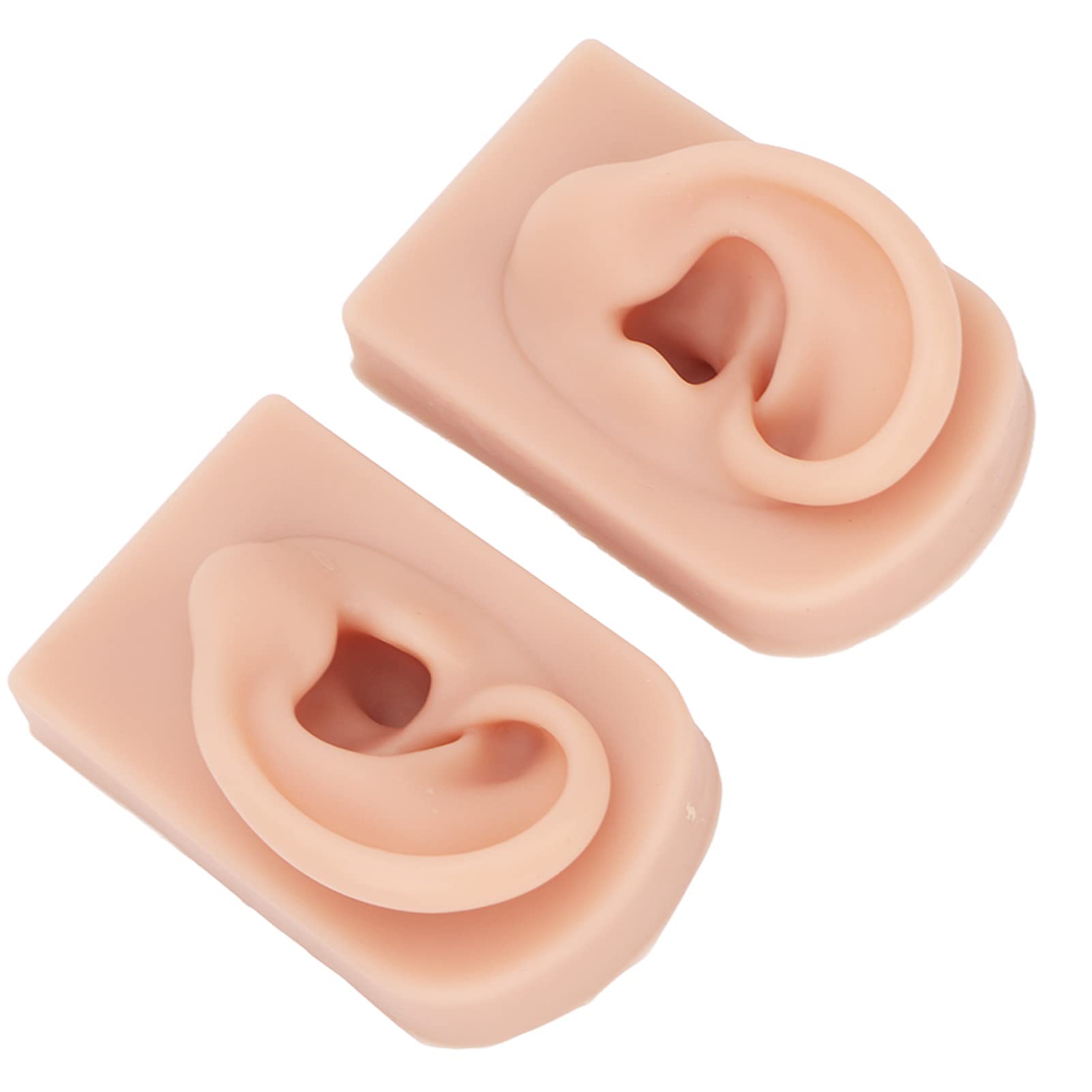 Modèle d'oreille en silicone souple, 2pcs Modèle d'oreille en silicone souple, Modèle de fausse oreille, Modèle de boucles d'oreilles pour l'étude, la pratique, les outils(Couleur chair moyenne)
