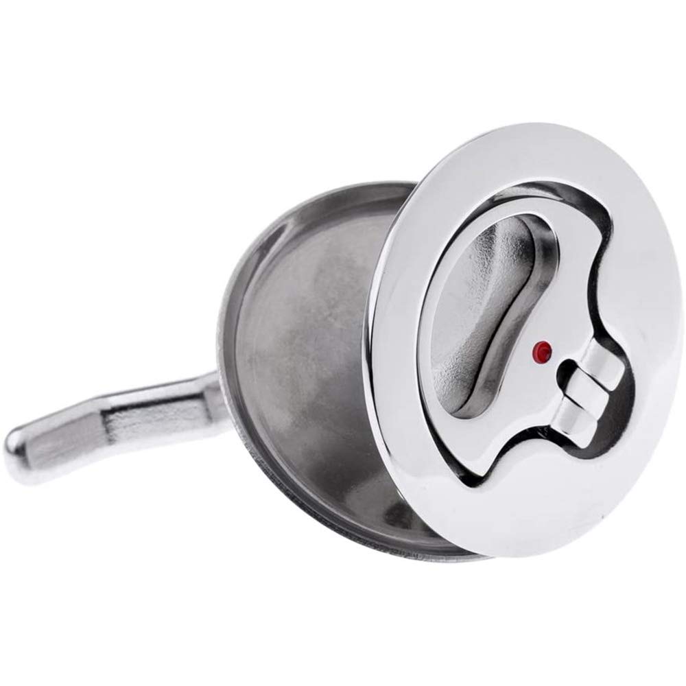 POFET Maniglia di sollevamento a tiro con chiusura a camma per portello, montaggio a incasso, con piastra posteriore, 52 mm, acciaio inox 316, per barca, argento
