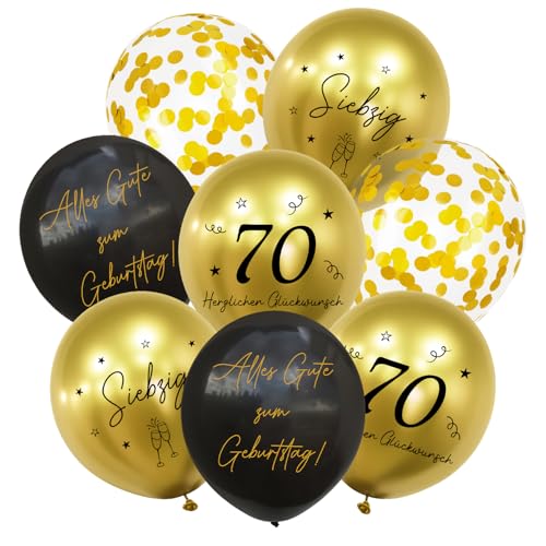 HUKUMA 24 Stück Deko 70. Geburtstag,70er Deko Mann Frauen,Luftballons Gold...