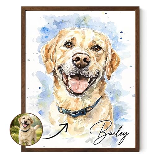 Custom Pet Portrait from Your Photos Watercolor Painting Dog Memorial Gifts for Loss of Dog Personalized Gift for Her Birthday Pet Memorial Gift for Dogs Cat & Dogs Portrait Classic Watercolor