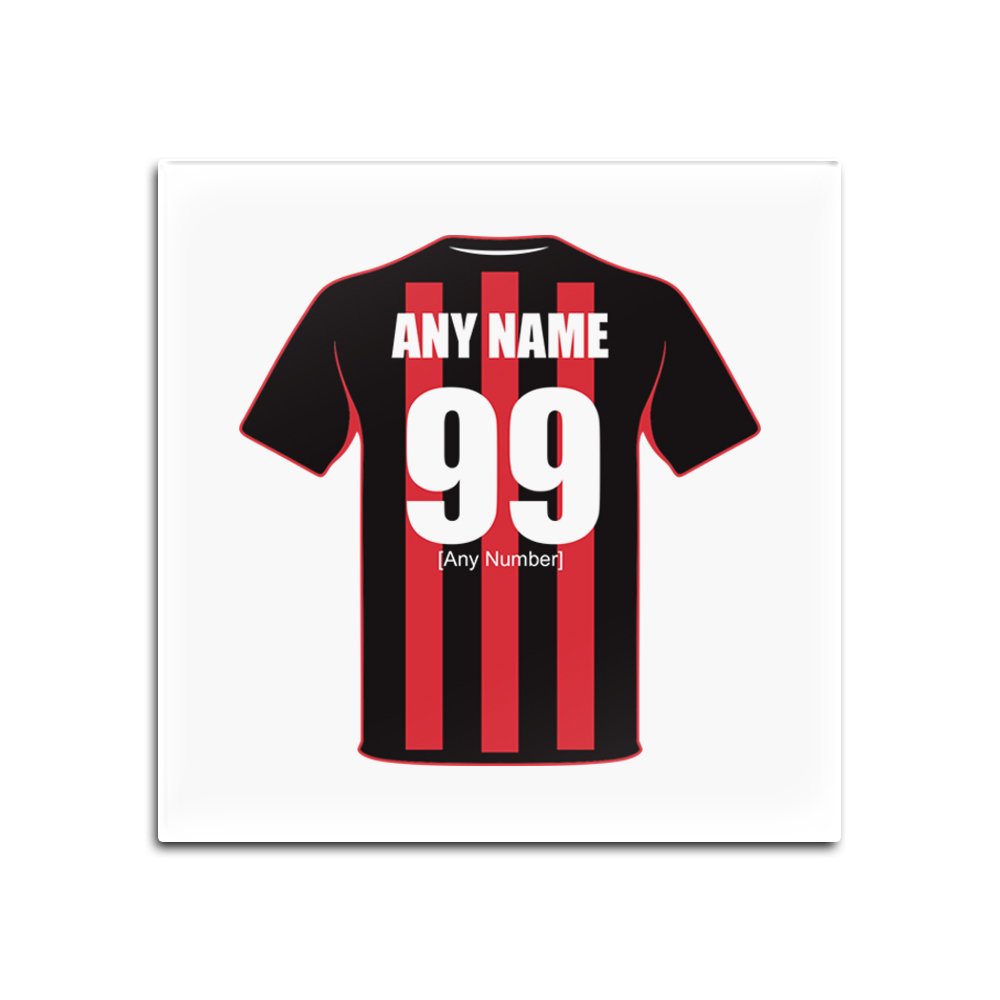 Personalised Gift - Bournemouth Glass Square Coasters (Football Club Design Theme, Colour Options) - Any Name/Message on Your Unique Mat Pad — image 1