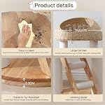 Solid Wood Cat Tree for Indoor Cats,Tall Cat Tower with Scratching Post,Modern Cat Tree Tower for Large Cats with Handwoven Basket,Cat Tree Condo with Climbing Ladder,Easy to Clean