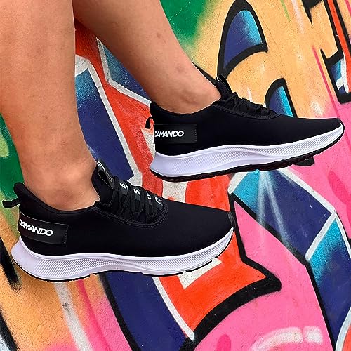 Tênis Esportivo Masculino Academia Caminhada Confortável Leve + Relógio (41, Preto)