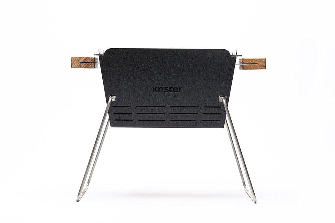 Knister Grill Holzkohlegrill - Small, Stahl Grill klein, BBQ Grill Holzkohle zum Mitnehmen Garten oder Balkon, Klappbare Beine für einfachen Transport (2-3 Personen)