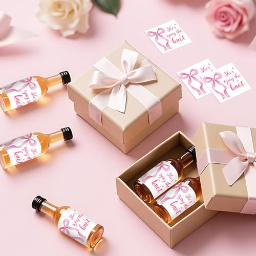 Mini étiquettes bouteille vin autocollantes nœud rose 50 pces - 4