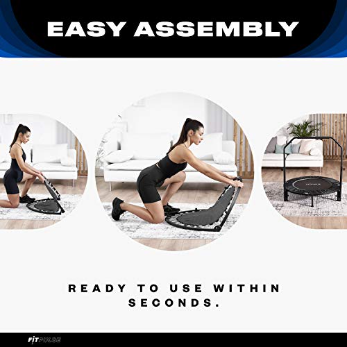 image for FITPULSE Mini Trampoline with Adjustable Soft Handle + Extras - Foldab