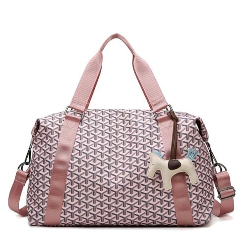 Travel Duffle Bag For Women, Pink Duffle Bag, Waterproof, 17.3 x 7.1 x 11 inches, Gym, Sports, Travel, Business Weekender Luggage