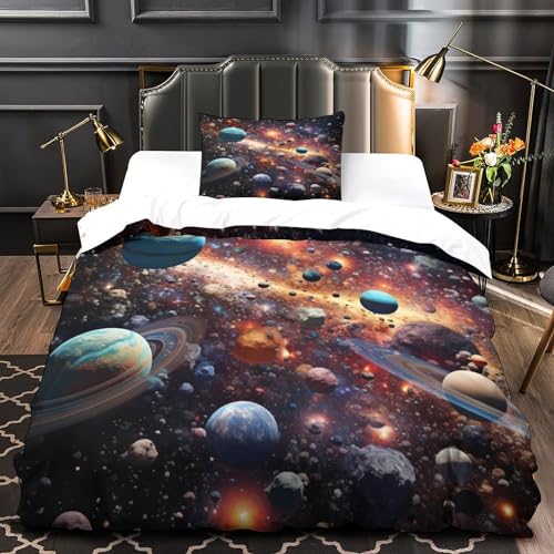 Parure de lit 135x200 cm planet en microfibre douce avec fermeture éclair - 3