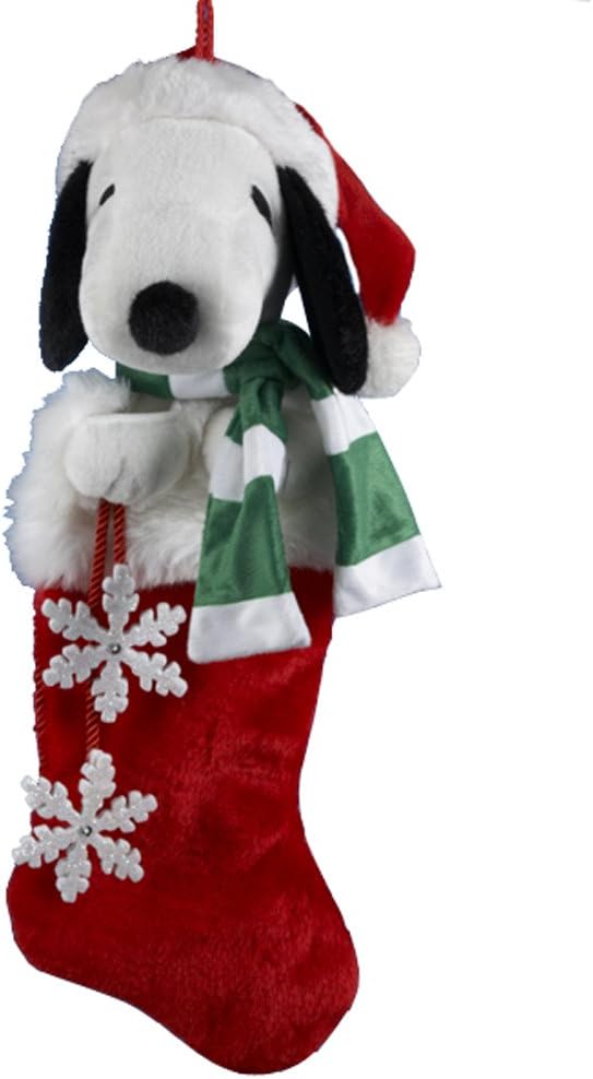 Kurt Adler Peanuts Plush Head Snoopy Stocking