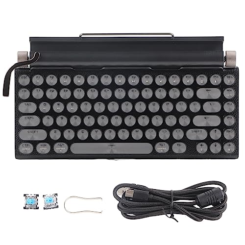 Tastiera da Scrivere Tastie da Gioco retrò da da Meccanico 83 con Retroilluminazione RGB Tasti Rotondi Punk Keycap per Telefono per Laptop PC BLACK