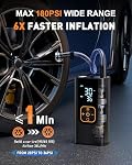 180PSI Tire Inflator Portable Air Compressor, 6X Faster Air Pump for Car Tires with Digital Pressure Gauge, 12V DC Adapter, LED Light, Portable Tire Inflator for Car, Motorcycle, Bike, Balls
