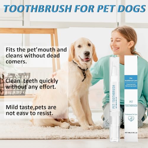 Zahnbürstenstift für Hunde, Pet Toothbrush Pen, Zahnbürsten Reinigungsstift für Haustiere, Zahnsteinentferner für Haustiere zur Verbesserung von Mundgeruch und zur Bekämpfung von Zahnstein, 2 Stück